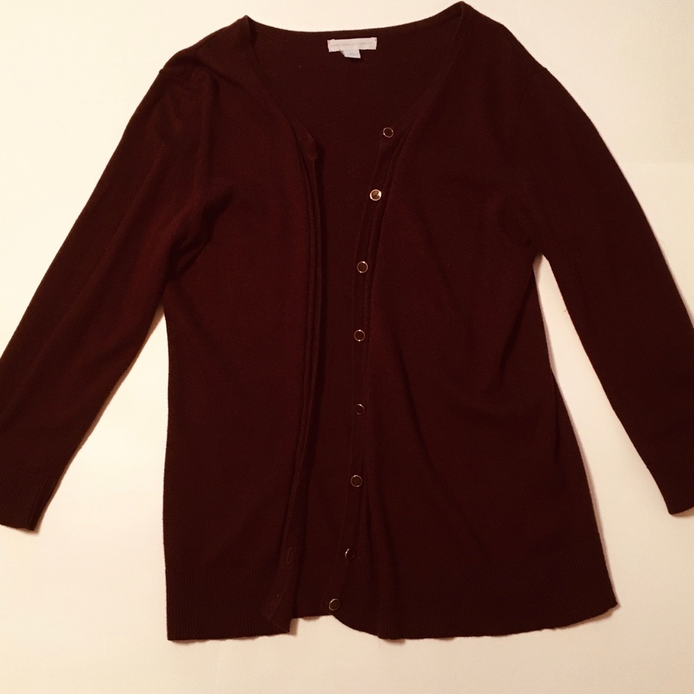 New York and Company burgundy cardigan size medium